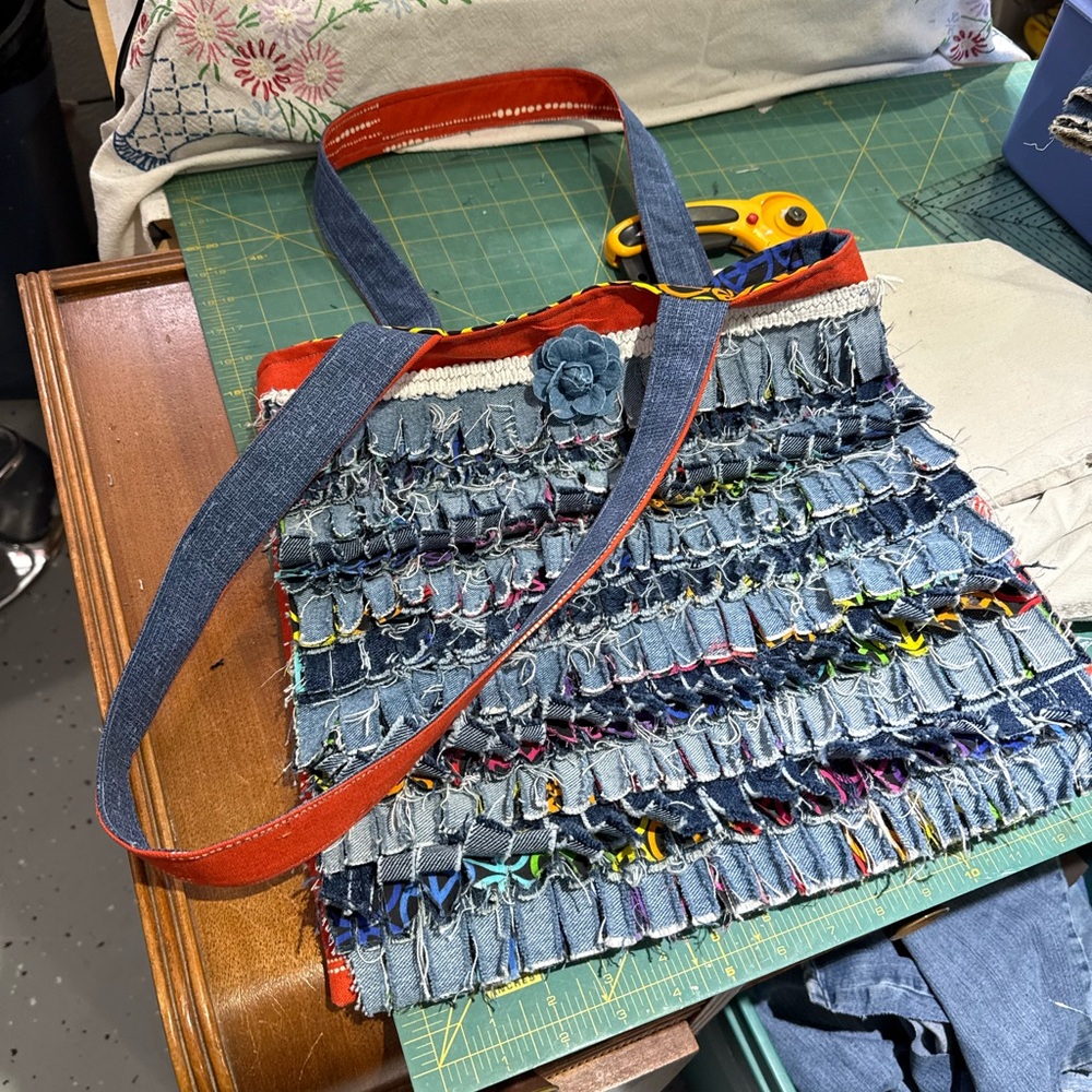 Yellow And Red Patchwork Tote Bag - image 2